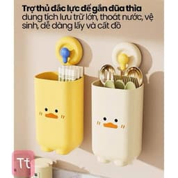 Hộp Đựng Đũa Muỗng Treo Tường Nhựa ABS Cao Cấp Thoáng Khí Ngăn Ẩm Mốc Ống Đựng Đũa Chống Bụi Tích Hợp Móc VOICON-TTA11 8