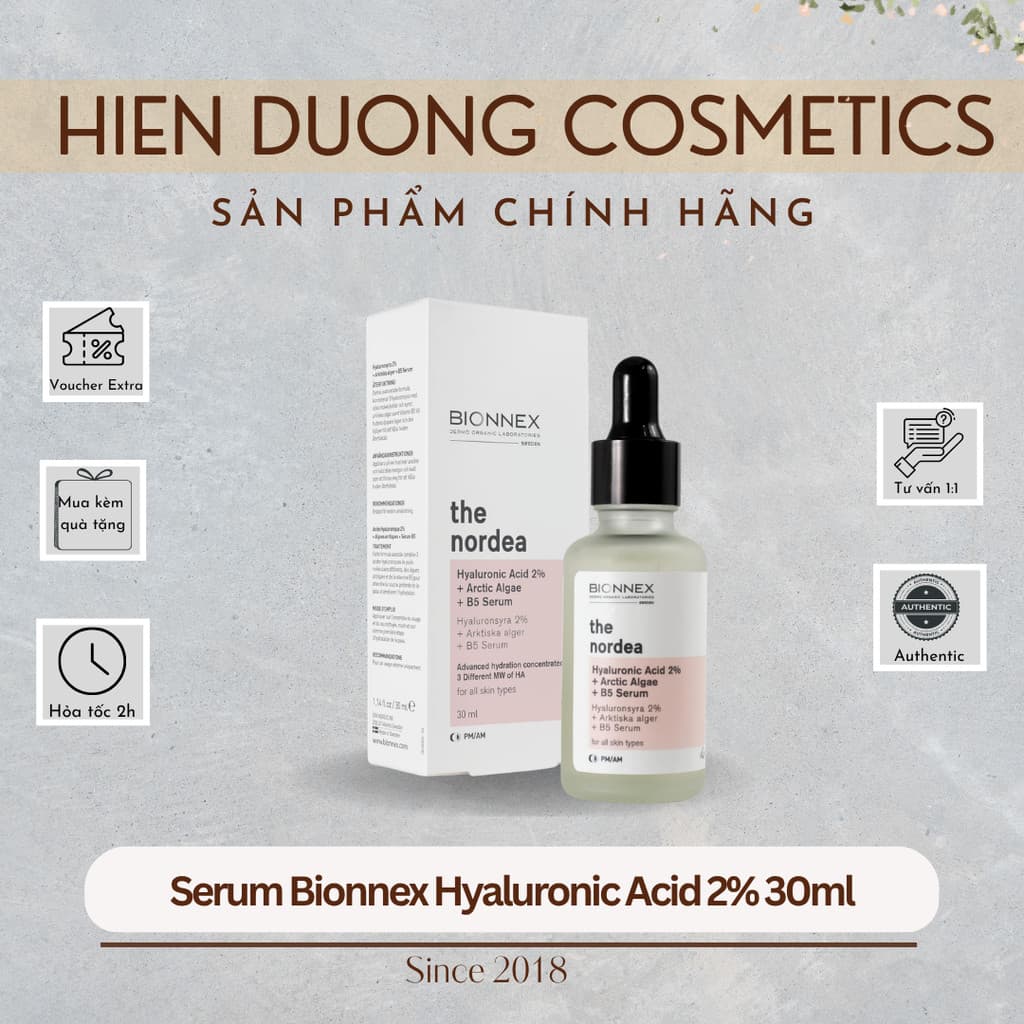 [Đại lý chính hãng] Serum Bionnex B5 Hyaluronic Acid 2% + Artic Algae 30ml | Tinh chất siêu phục hồi cấp ẩm