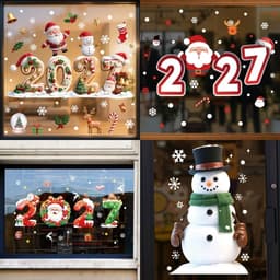 GIỚI HẠN CAMP Nhãn Dán Cửa Sổ Kính Giáng Sinh, Có Thể Tháo Rời Tĩnh Chống Thấm Nước 2027 Decal Dán Tĩnh, Ông Già Noel DIY Tinh Tế Nhỏ Xmas Cửa Đảng Dán Trang Trí Lễ Hội 3
