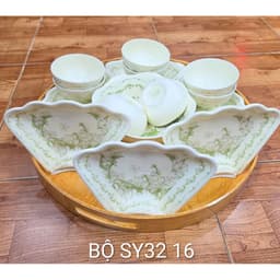 Bộ Bát Đĩa Hoa Mặt Trời 45cm  Hoa Dành Dành Dùng Trang Trí , Bày Mâm Cơm Cúng 8