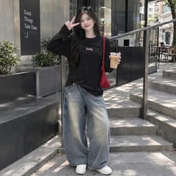 Áo thun nữ tay dài cổ tròn in chữ basic xinh đẹp baby thời trang nữ đơn giản  CT BABY 7 8 7 9 4 4 3 4