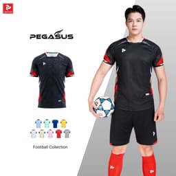 [Chính hãng JustPlay có in sau lưng] Quần áo bóng đá,đồ đá banh Pegasus màu đen Chất vải CSM cao cấp 4