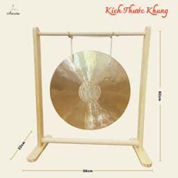 [Amrita] [Hàng Sẵn] Golden Wind Gong 40cm kèm đế gỗ và chày bông - CXNP533 3