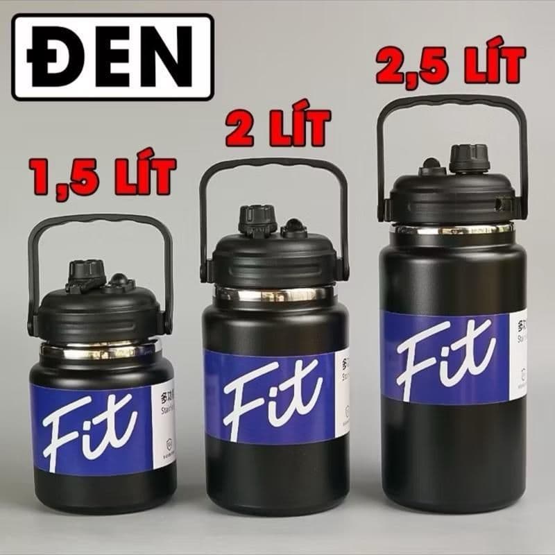 Bình Nước Giữ Nhiệt FIT Dung tích 2500ml/2000ml/1500ml - Miệng Rộng, Ống Hút, Đầu Rót, Tay Cầm Tiện Lợi