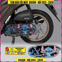 Tem Dán Lốc Máy Xe VISION Đời 2021 Đến 2026 Mẫu Thỏ Bunny Cực Chất Decal 3Lớp 4