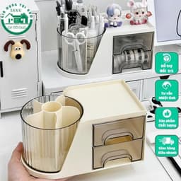 Hộp đựnġ mỹ phẩm, hộp đựnġ bút đa năng có kèm ống đựnġ xoay 360 độ tiện dụng, có nhiều ngăn chứa đồ thông minh VOICON 8