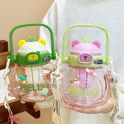 Bình Nước Hoa Cười 700ml Hoa Nổi 3D Dây Đeo Tiện Dụng Màu Pastel Đỏ & Xanh Phù Hợp Học Sinh Văn Phòng SHOP VOICON BIN66 9