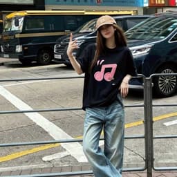 COD✅ (Hồ Chí Minh)RTOML áo phông áo xinh áo kiểu nữ bigsize In hoa nổi nốt nhạc tông hồng 4