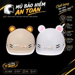 [ĐẠT CHUẨN AN TOÀN] Mũ Bảo Hiểm Cá Heo Form Đẹp Nam Nữ Nửa Đầu Dễ Thương Nhiều Màu Kèm Tai Gấu 1