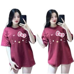 (  Áo Thun MỎNG ) Áo thun nữ form rộng tay lỡ cotton su thấm hút mồ hôi thêu dập nổi mèo đơn giản-thoitrangger 6