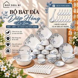 Bộ Bát Đĩa Gốm Sứ Diệp Hồng CƠ BẢN Vẻ Đẹp Tinh Khôi Trong Từng Chiếc Lá Dùng Cho Bữa Ăn Gia Đình 2