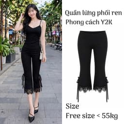 Quần ngố nữ dáng lửng qua gối phối ren cạp trễ hack dáng cực xinh  QRL7 65 1
