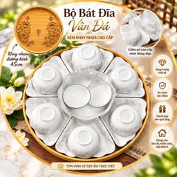 Bộ bát đĩa hoa mai vàng sứ cao cấp Set đĩa hoa mặt trời 45cm gốm sứ chịu nhiệt Bộ đĩa thờ cúng 6
