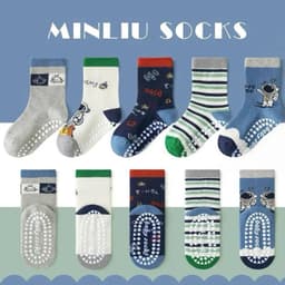"Mua sét 10 đôi tất chống trơn cho bé trai và gái từ 1-8 tuổi, thiết kế đáng yêu và chất lượng cao!" 4