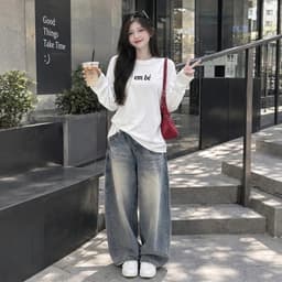 Áo Thun nữ cotton cổ tròn tay dài thu đông in chữ em bé basic siêu đẹp style đơn giản  CT EMBE 1 4 5