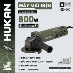 1 Máy mài điện HUKAN GC-A14, Động cơ đồng, 800w, 11000 v/p, Dây điện 1.8m, Công tắc đuôi 2