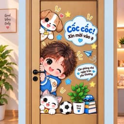 [Hỏa Tốc] Decal Dán Cửa Phòng Hoạt Hình "Ở Đây Có Gái Xinh" Chống Thấm Nước, Bền Đẹp 3