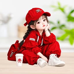 [Hỏa Tốc] Decal Dán Xe Ô Tô Hình Bé Gái Đội Nắp Đỏ Uống Cà Phê Siêu Cưng, Chống Thấm Nước, Bền Đẹp 2