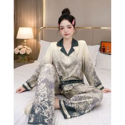 [ HÀNG HOT - ĐẲNG CẤP THỜI TRANG ] Bộ Pyjama Lụa latin hàng cúc, tay dài size 40kg - 80kg  6
