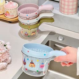 Ca chắt nước có tay cầm thiết kế 2 trong 1 kèm rổ lọc rau rủ quả 3