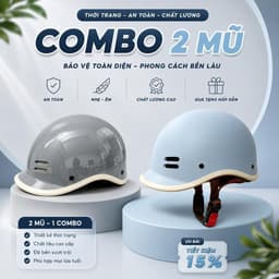 [ĐẠT CHUẨN AN TOÀN] Combo 2 Mũ Bảo Hiểm Cá Heo Nửa Đầu Nam Nữ Thời Trang Dành Cho Bạn Thân Người Yêu Nhiều Màu 2