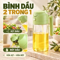 Bình Đựng Dầu Ăn 2in1 Thủy Tinh Cao Cấp - Vừa Rót Vừa Xịt Phun Sương, Đựng Dầu/Mắm/Gia Vị, An Toàn Thực Phẩm 1