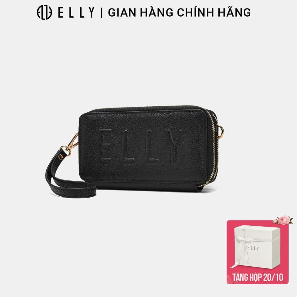 [Tặng hộp 20.10] Clutch nữ ELLY EC64 ví cầm tay da thật cao cấp đeo chéo đeo vai dự tiệc sang trọng