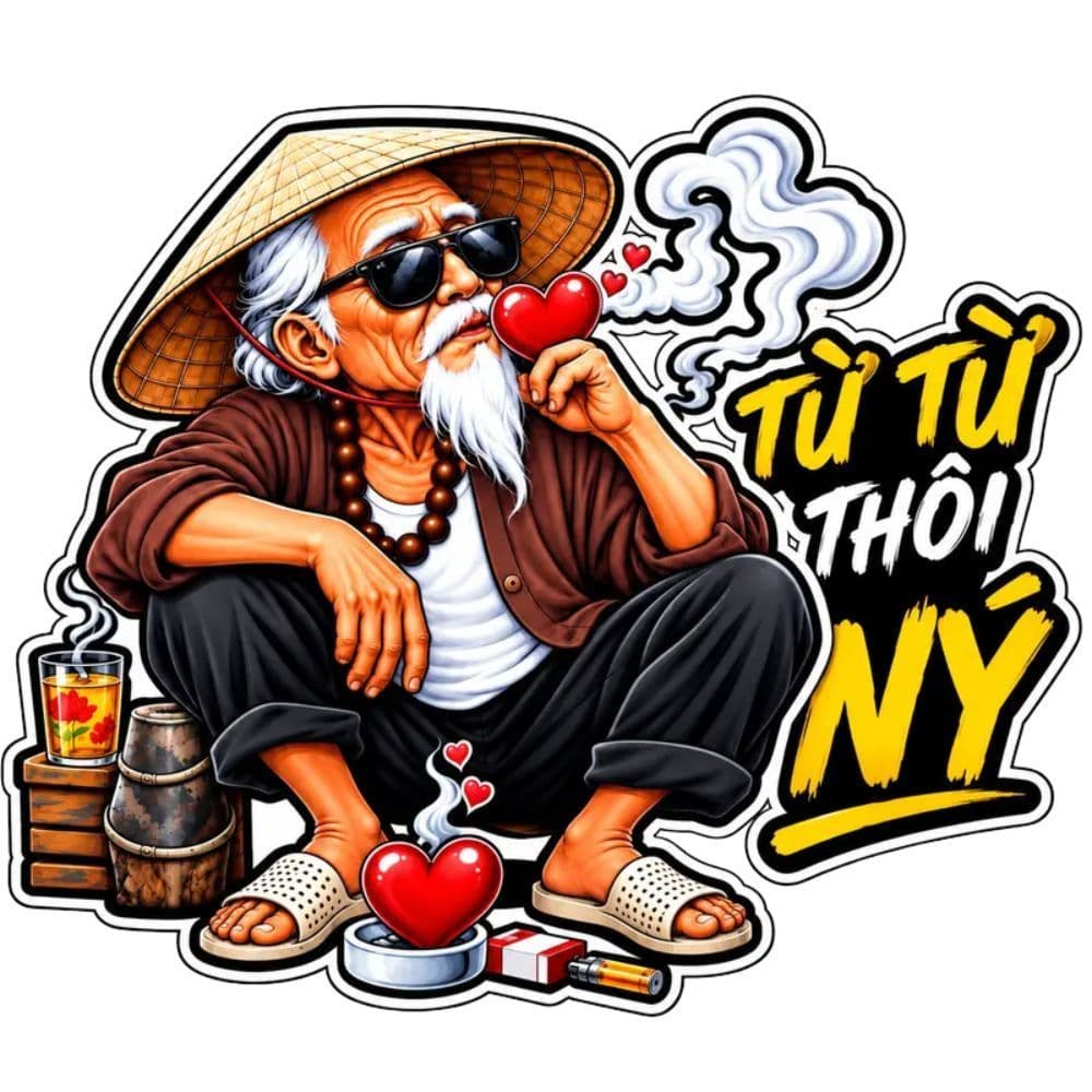 [Hỏa Tốc] Decal Dán Xe Hơi Hình Cụ Ông "Từ Từ Thôi NY" Hài Hước, Độc Lạ - Tem Dán Trang Trí Ô Tô Chống Thấm Nước