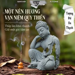 Tượng Hư Không Thiền Phật an nhiên đá sa thạch ST0376 - Tượng phật tĩnh tâm tạo hình rỗng 1