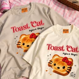 Áo Thun HY KORÉ Toast Cat 3441 Form Rộng Localbrand Oversize Unisex Vải Cotton 75% Nam Nữ Mặc Đẹp 7