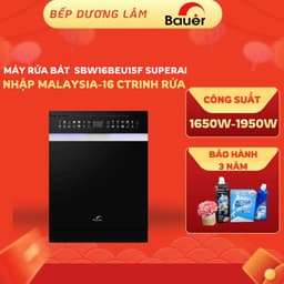 Máy rửa bát thông minh 15 bộ kính đen Bauer SBW16BEU15F SuperAI|16 chương trình rửa|Nhập Malaysia 1