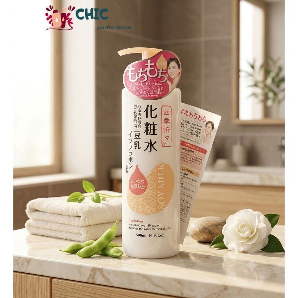 Nước hoa hồng đậu nành dưỡng ẩm Kumano Soy Milk Shikioriori Nhật Bản 500ml
