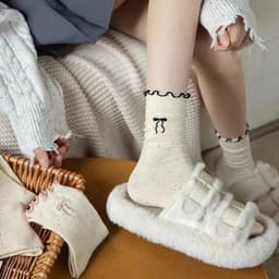 Set 10 Đôi Tất Cao Cổ Nữ Màu Muối Tiêu Họa Tiết Nơ Phong Cách Hàn Quốc Siêu Hot Cho Phái Đẹp(B4) 5