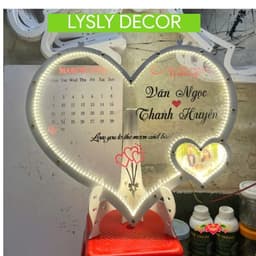 Tranh Rót Cát - Tranh Thả Tim Ngày Cưới, Chất liệu Mica Đài Loan, Có LED viền 3