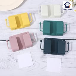 Giá Đỡ Dán Tường Để Sạc Điện Thoại, Đựng Đồ Kèm 2 Móc Treo Đồ QM-STORE 2