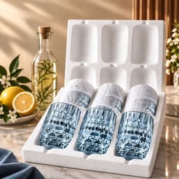 [ GOCHY ] Bộ 6 Ly Thủy Tinh GOCHY HOME 300ml Vân Ong Dập Nổi 3D, Cốc Uống Nước Soda-Lime Không Chì, Dày Dặn Sang Trọng- Mix Xanh 2