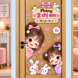 Decal, sticker dán cửa hình chibi dễ thương. Decal dán cửa. 6