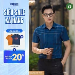 Áo sơ mi ngắn tay DGC Dáng Ôm Perfect Fit, Vải mềm nhẹ thoáng mát, thấm hút tốt - SASNBD08M 1