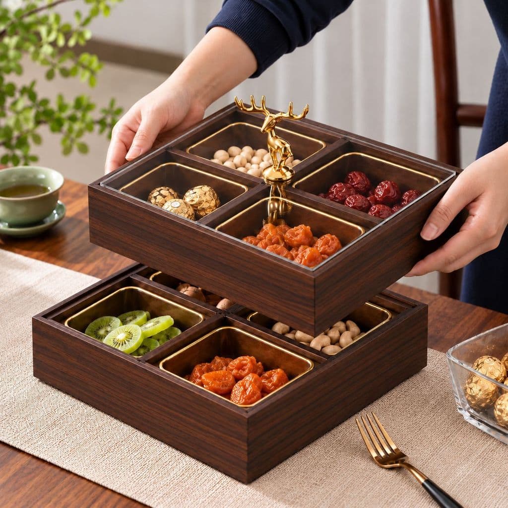 Khay Đựng Mứt Tết, Hạt Khô,Bánh Kẹo Sang Trọng 4 Ngăn ,6 Ngăn Mẫu Mơi 2027