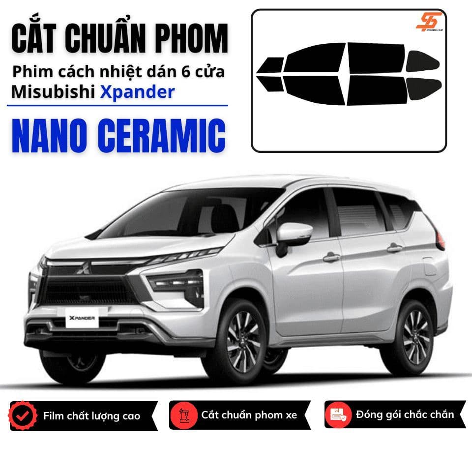 Phim cách nhiệt Nano Ceramic CẮT CHUẨN PHOM 6 ô cửa xe Xpander, dễ dáng tự dán tại nhà