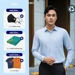 Sơ mí dài tay DGC Dáng Ôm Perfect Fit, kẻ chìm vạt lượn phong cách hiện đại - SASDBE91M 1
