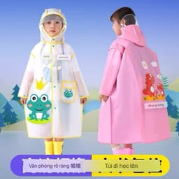 Áo  mưa học sinh đi học hoạ tiết chú ếch dễ thương ( Trùm Được Cả Cặp Sách) Cho Bé Gái, Bé Trai - áo mưa trẻ em Kute 5
