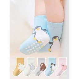 Set 5 -10 Đôi Tất Lưới Cổ Cao Chống Trơn Trượt Họa Tiết Hình Thú Màu Pastel Vớ 4 Mùa Thoáng Khí Cho Bé 0-3 Tuổi 4