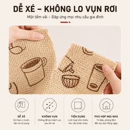 Khăn Lau Bếp Đa Năng Kháng Khuẩn Pretty,Cuộn Khăn Siêu Thấm Hút Dầu Mỡ, Không Xơ Vải, Tái Sử Dụng 6