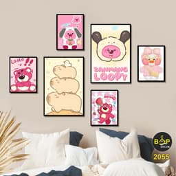 Bộ 6 tranh decor dán tường trang trí phòng ngủ cho bé dễ thương đáng yêu, phòng khách decor siêu cute 5