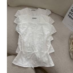 Áo Viền Ren Cổ V Tay Con M233777 clothing Thời Trang Nữ  4
