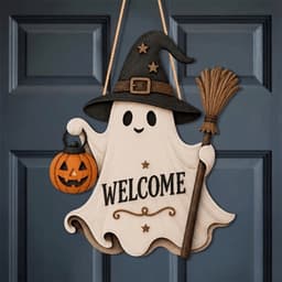 REEMOOR Halloween Chào Mừng Dấu Hiệu Cửa, Tấm Cửa Trang Trí Ngoài Trời kích thước 30cm 5