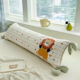 Gối ôm hoạt hình Vải Cotton Thêu Hình Thú Kích Thước 35x100cm Tháo Được Vỏ - Thiên Hương Bedding 4