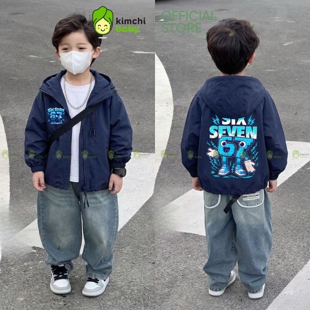 [9-37KG] Áo khoác gió cao cấp bé trai cản gió trượt nước KIMCHIBABY họa tiết Siêu Anh hùng, Áo gió bé trai cao cấp 2 lớp