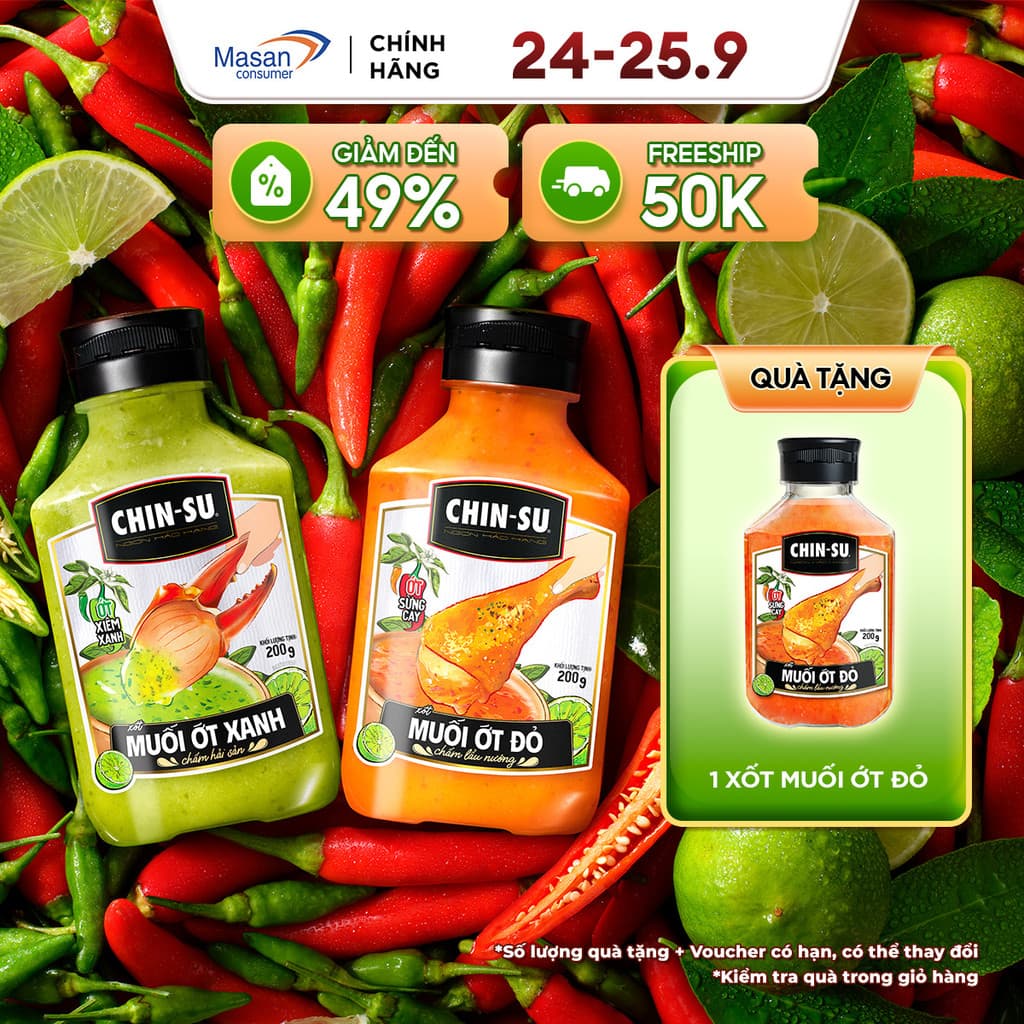 [Chọn vị] Combo 2 Xốt Muối Ớt Chin-Su Chai X 200Gr , dokhogiasi